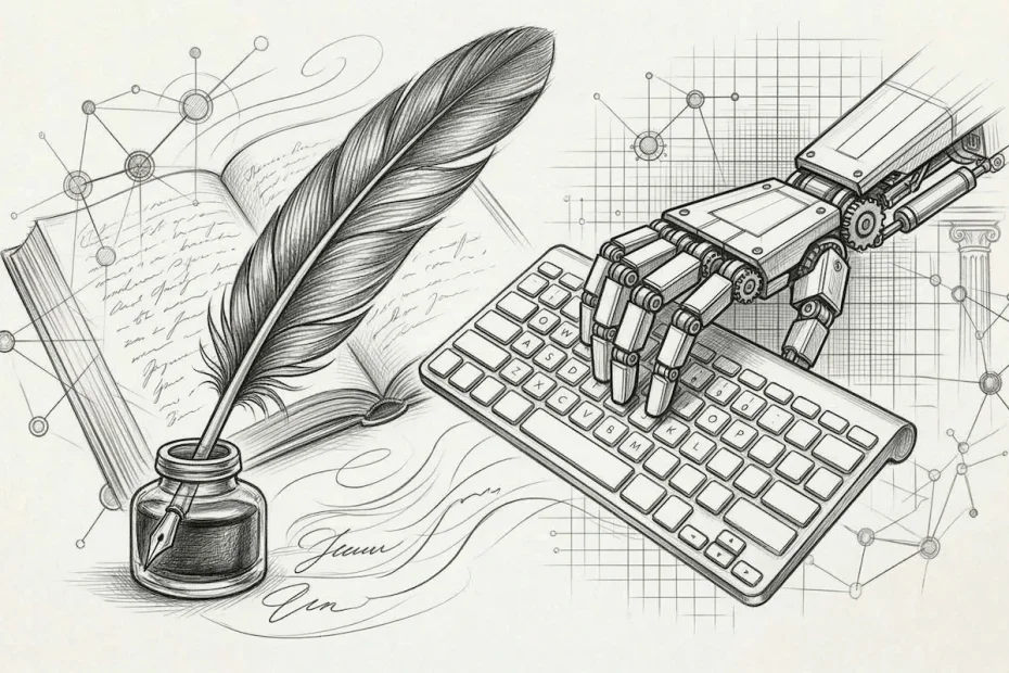 Free Jasper AI alternative writing tool illustration pencil drawing style